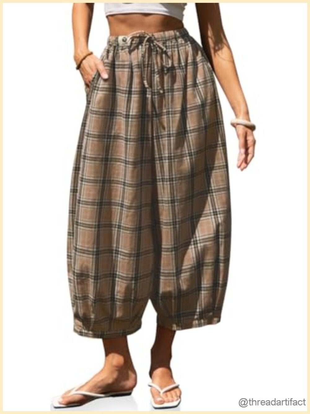 Cotton Linen Wide Leg Pants with Pockets, Elastic Drawstring Waist, Casual